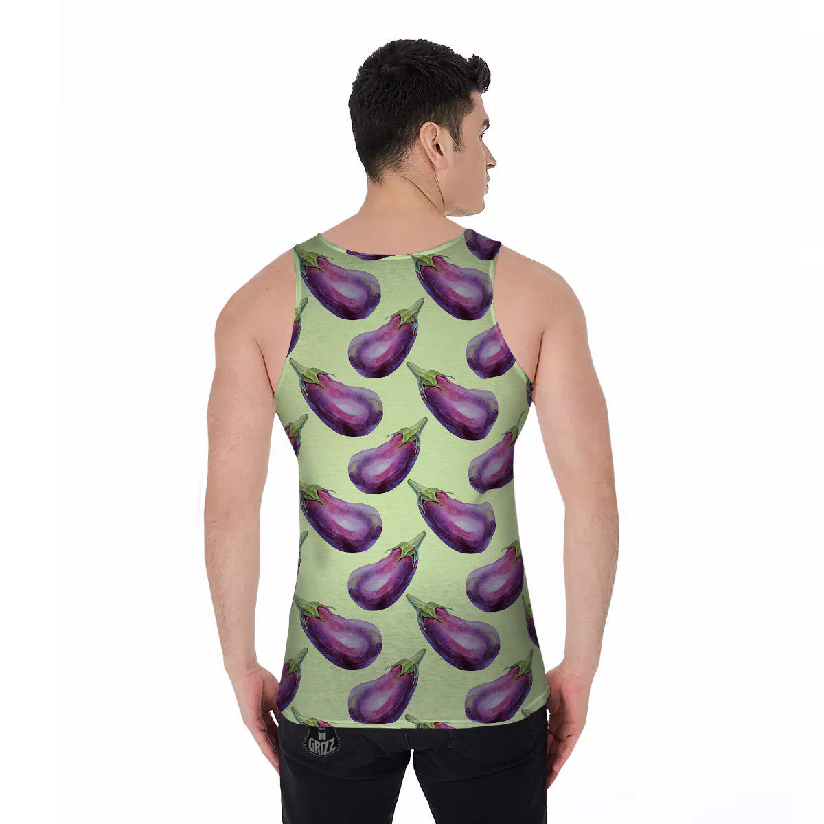 Eggplant Watercolor Pattern Men's Tank Top-grizzshop