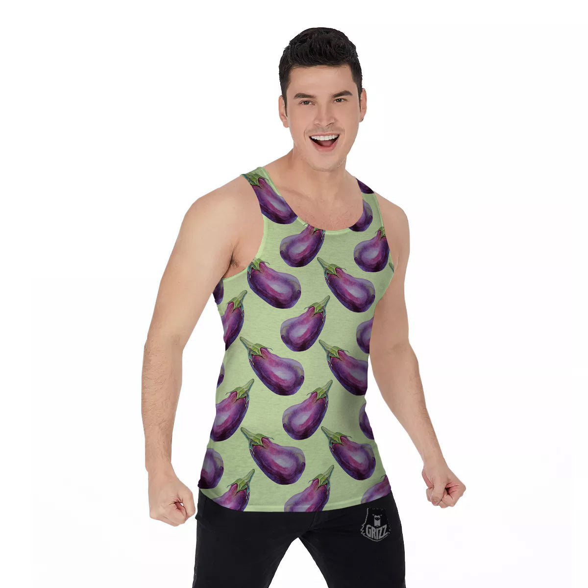 Eggplant Watercolor Pattern Men's Tank Top-grizzshop