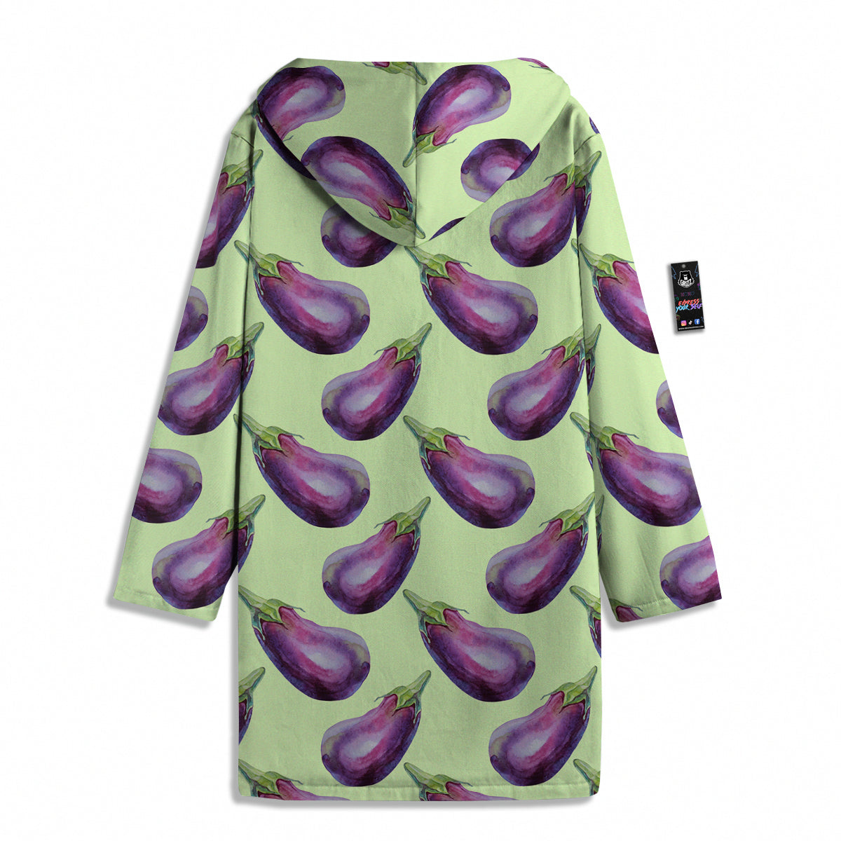 Eggplant Watercolor Pattern Men's Windbreaker Jacket-grizzshop