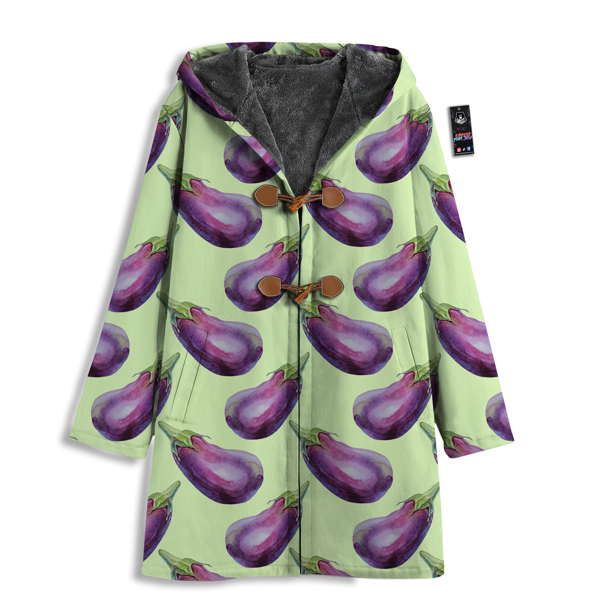 Eggplant Watercolor Pattern Men's Windbreaker Jacket-grizzshop