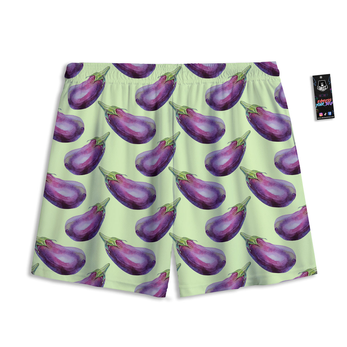 Eggplant Watercolor Pattern Mesh Shorts