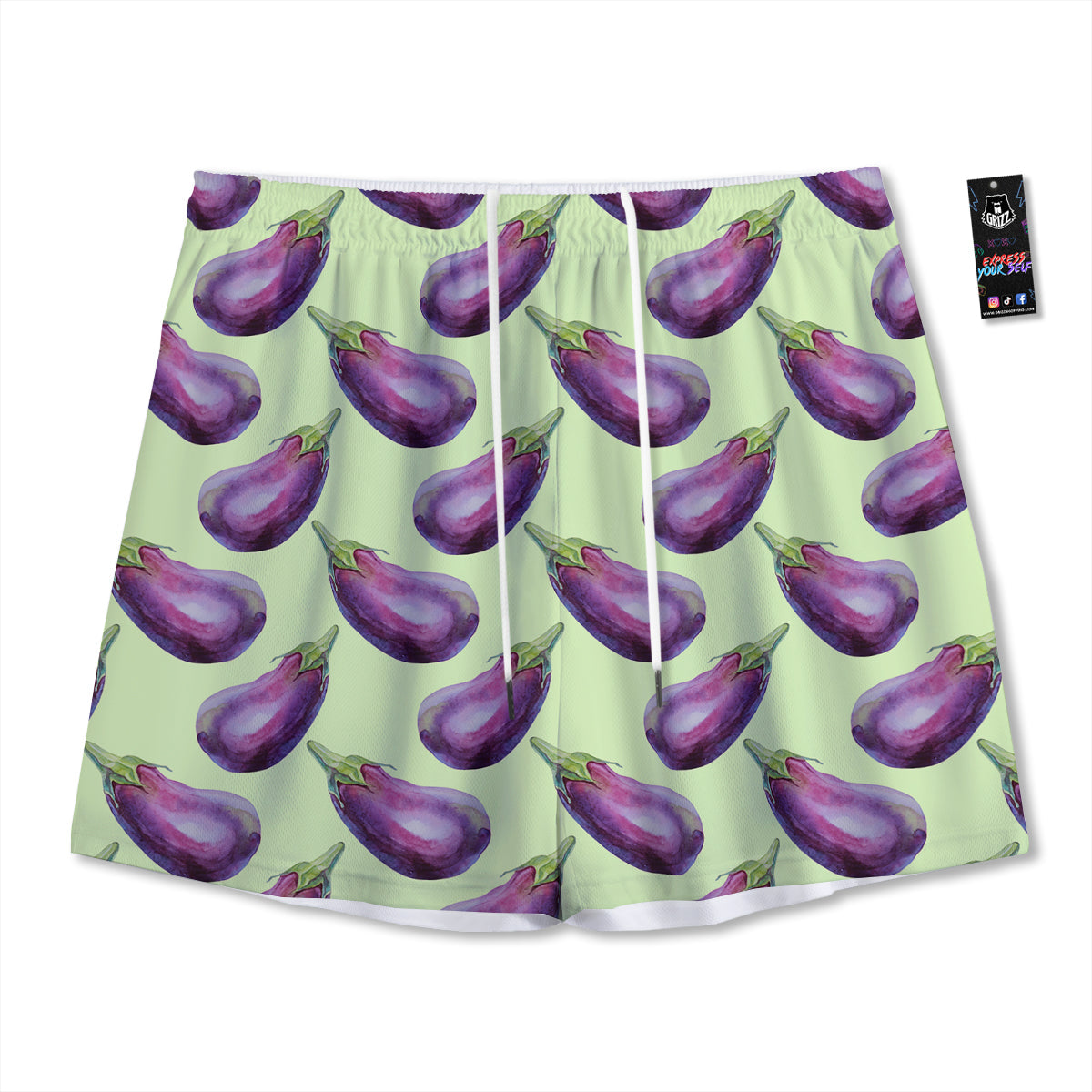 Eggplant Watercolor Pattern Mesh Shorts