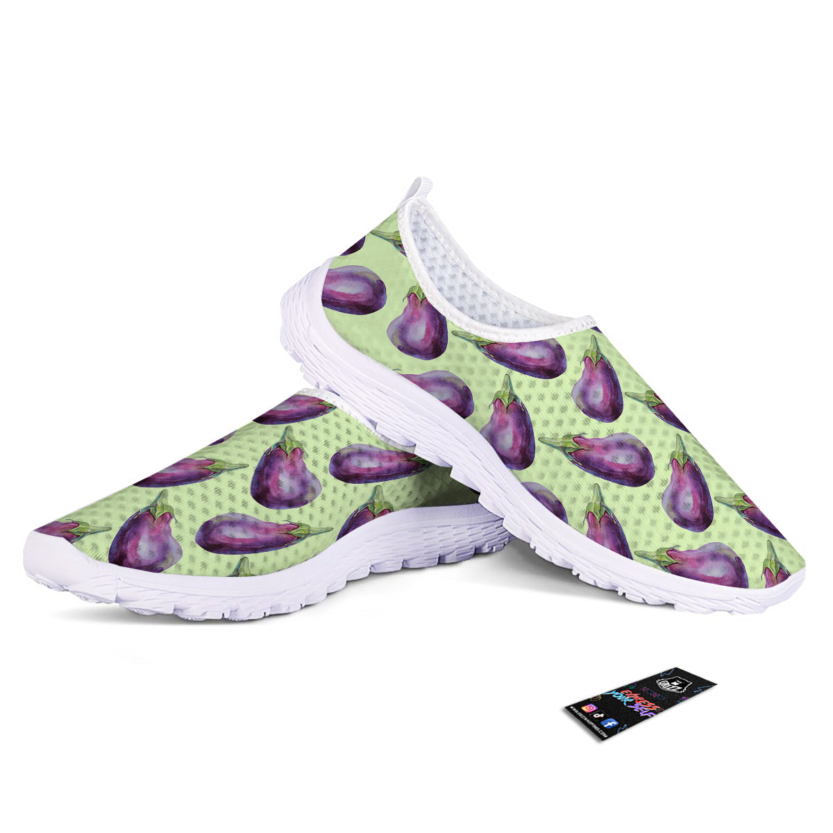 Eggplant Watercolor Pattern Nurse Shoes-grizzshop
