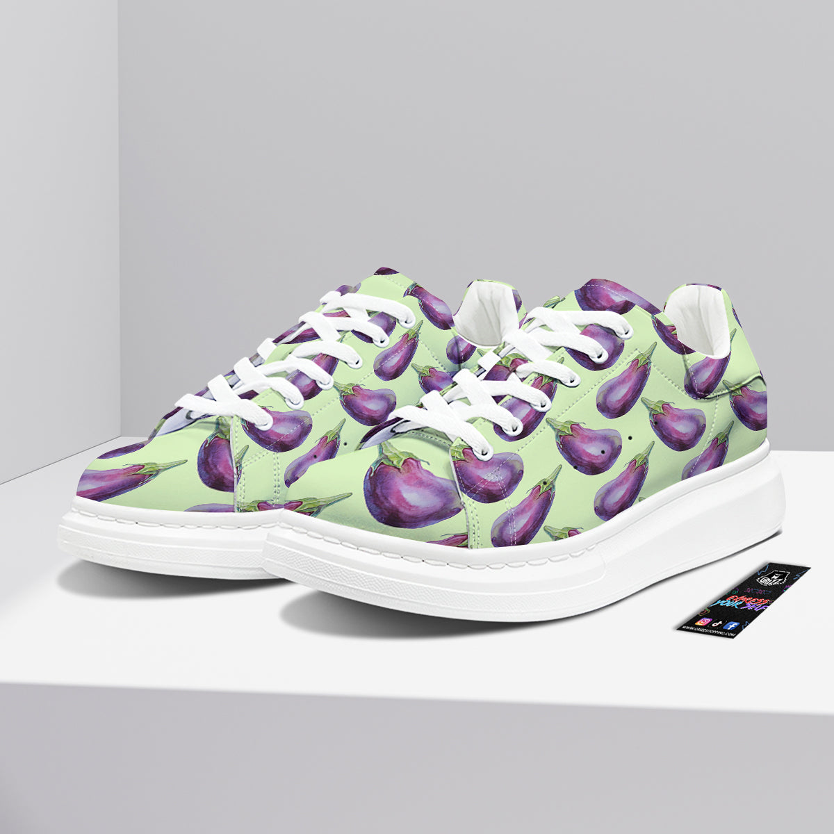 Eggplant Watercolor Pattern Platform Shoes-grizzshop