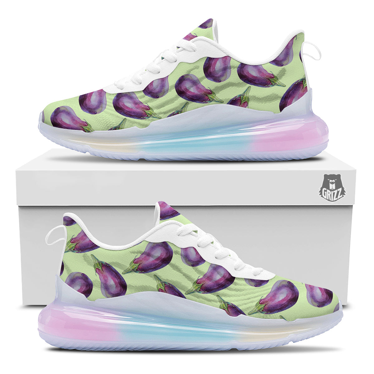 Eggplant Watercolor Pattern Running Sneakers-grizzshop