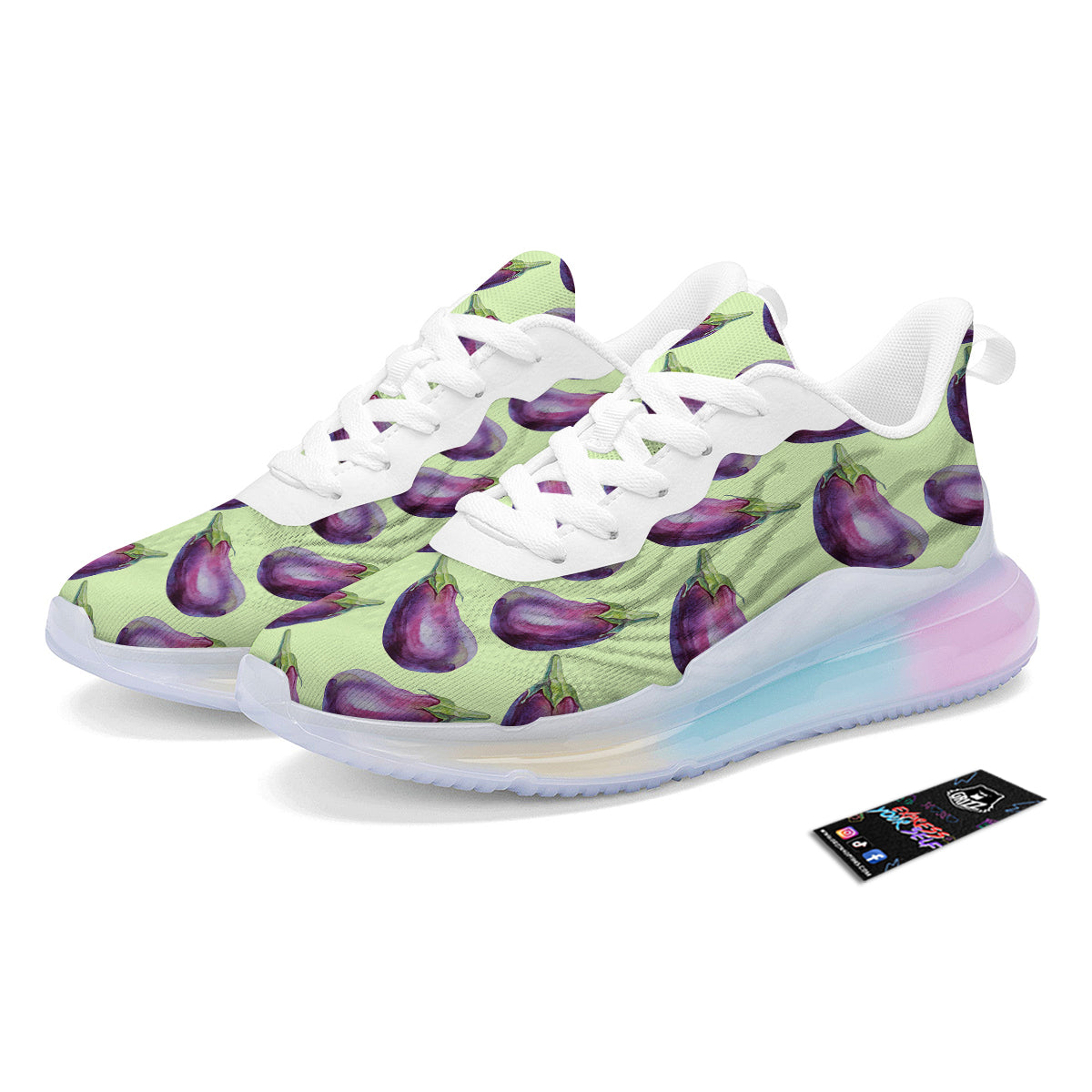Eggplant Watercolor Pattern Running Sneakers-grizzshop