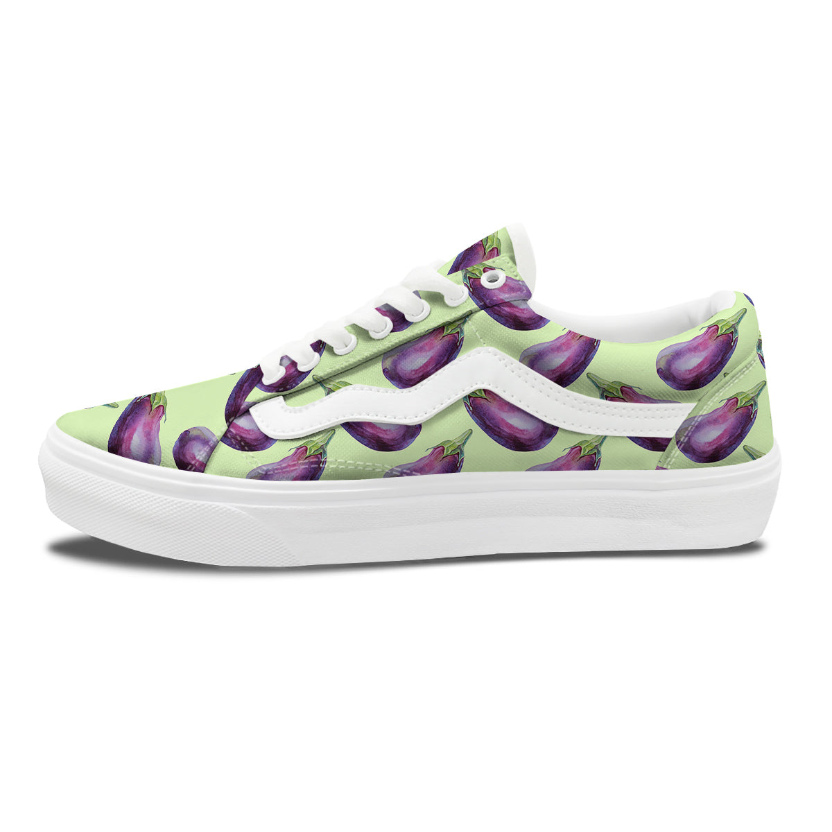 Eggplant Watercolor Pattern Skate Shoes-grizzshop