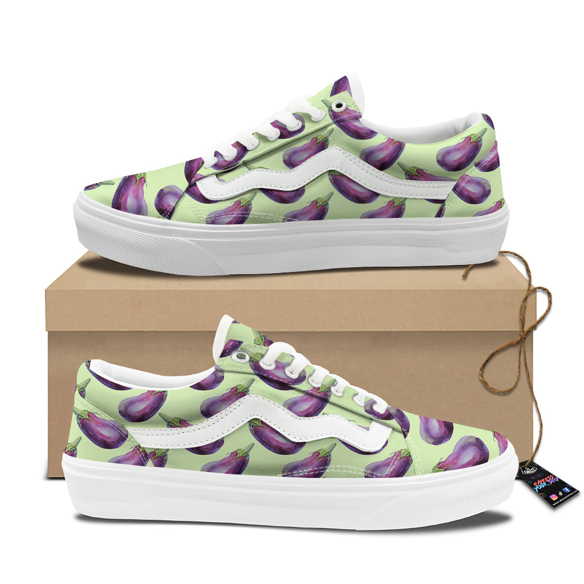 Eggplant Watercolor Pattern Skate Shoes-grizzshop