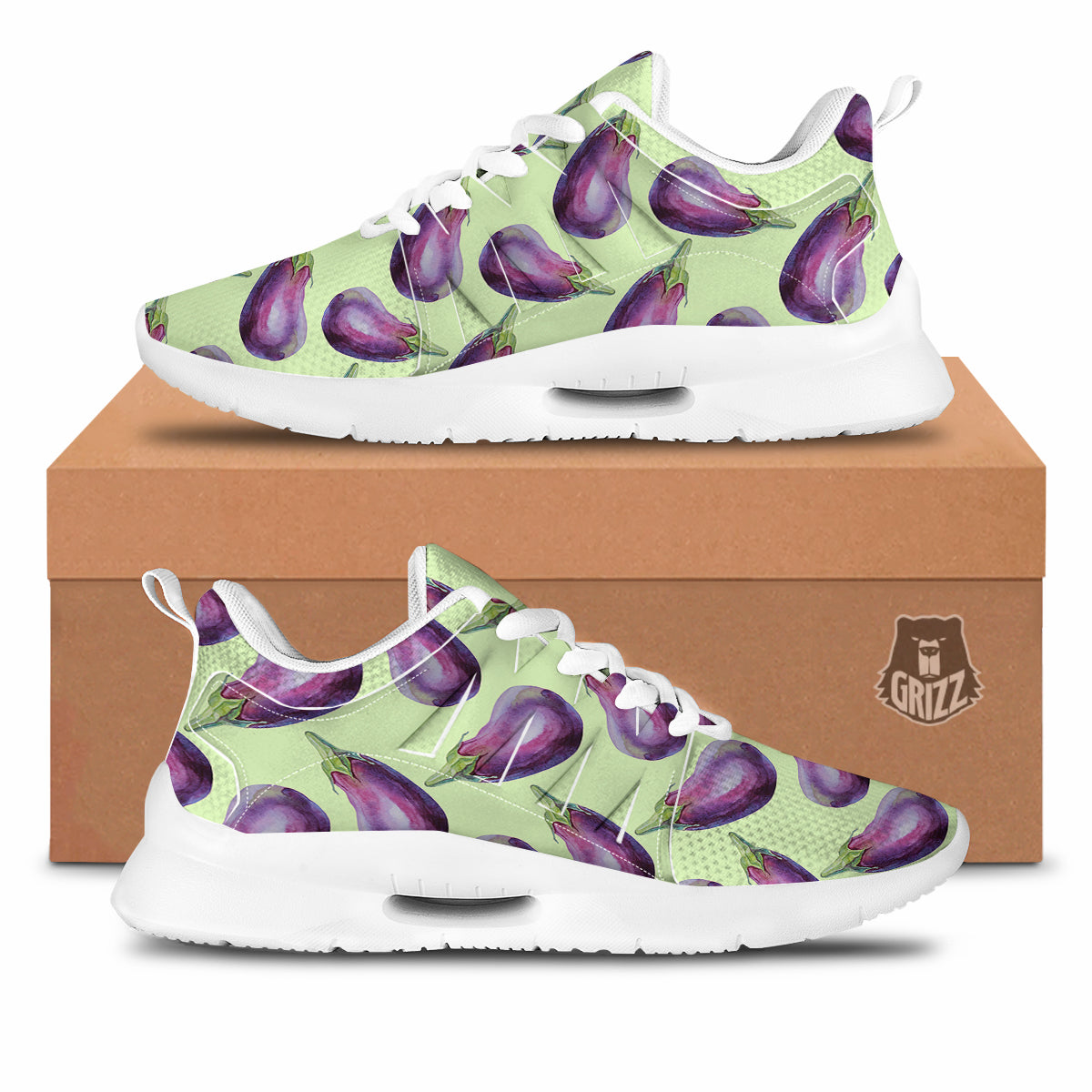 Eggplant Watercolor Pattern Tennis Shoes-grizzshop
