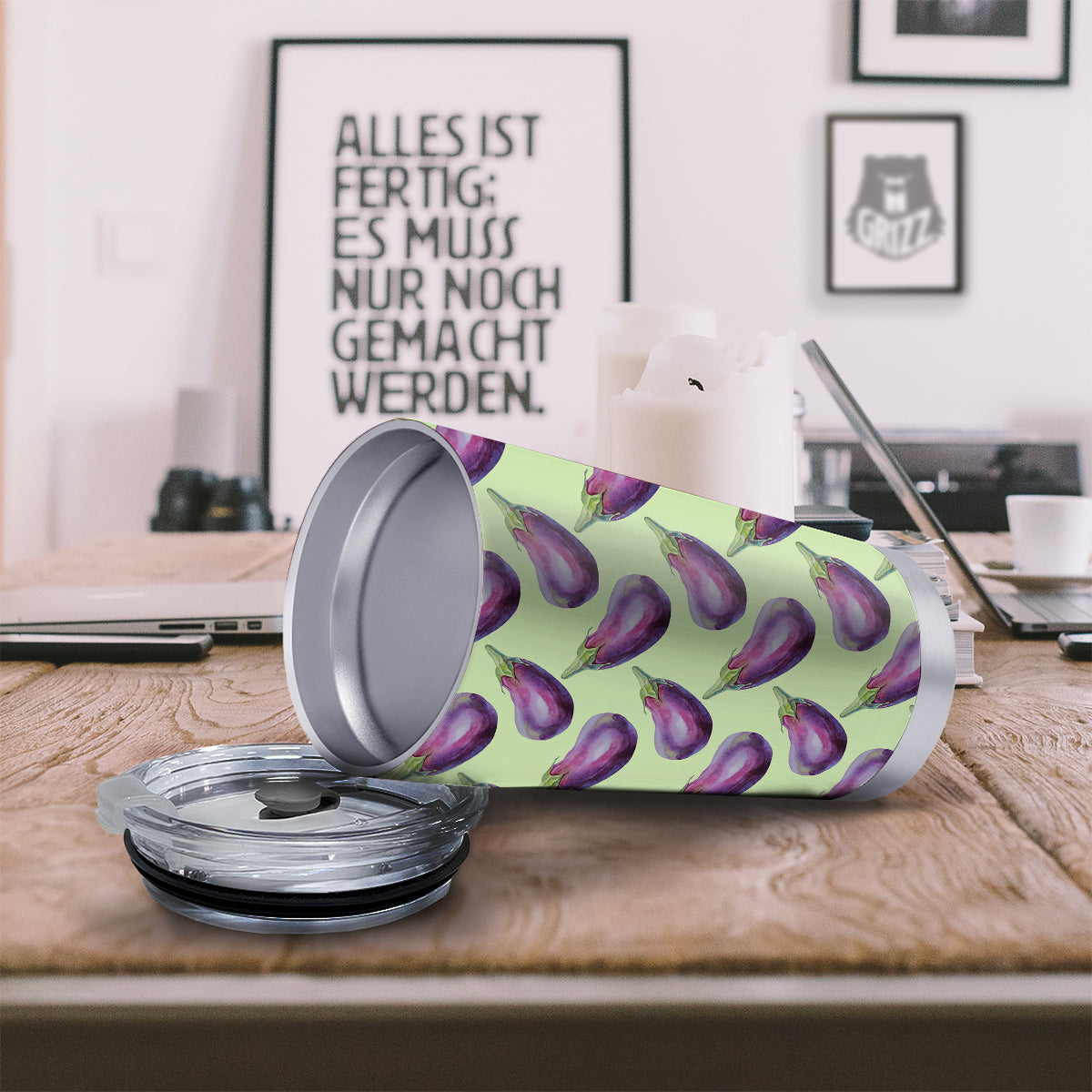 Eggplant Watercolor Pattern Tumbler-grizzshop