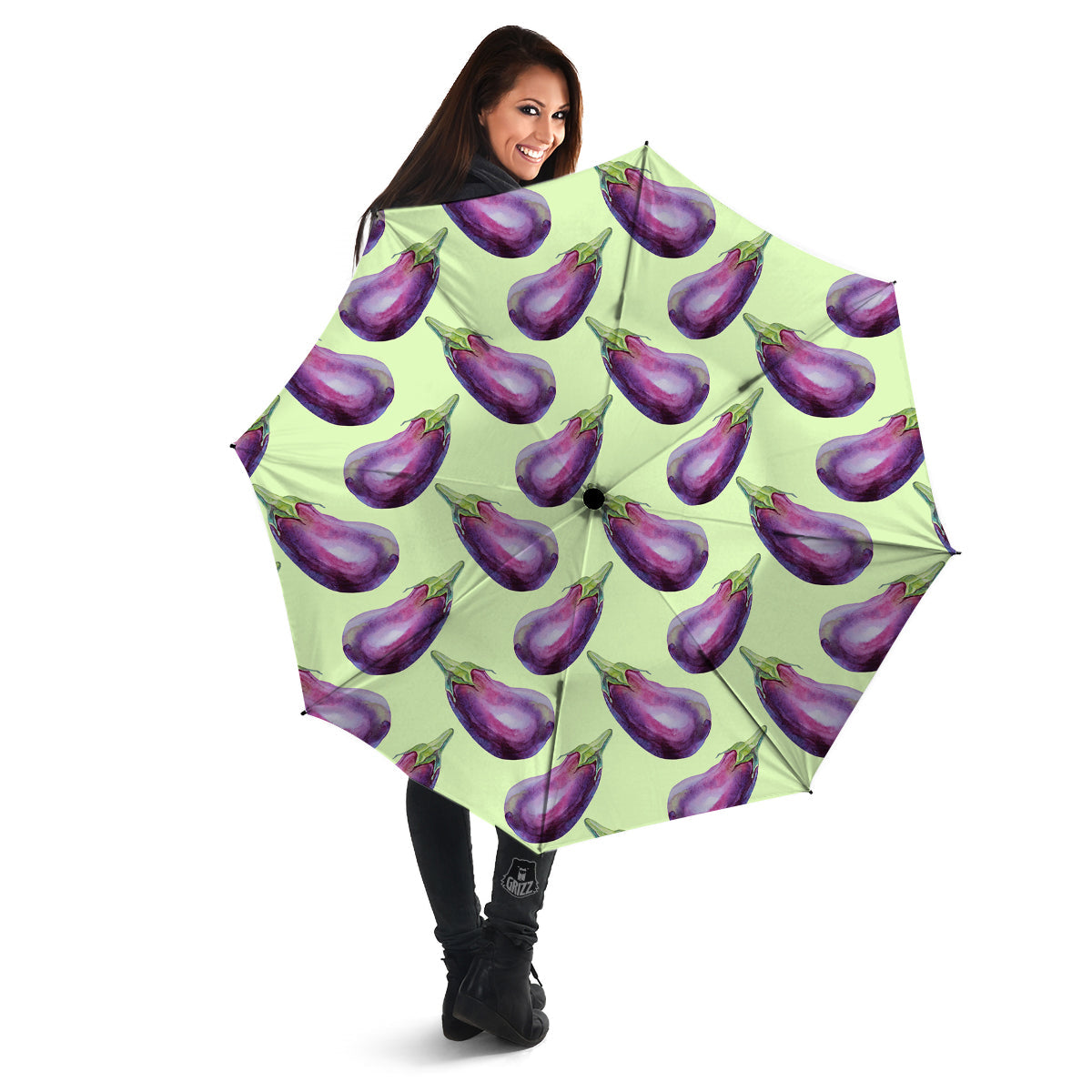 Eggplant Watercolor Pattern Umbrella-grizzshop