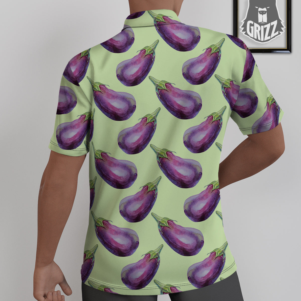 Eggplant Watercolor Pattern Untucked Shirts-grizzshop