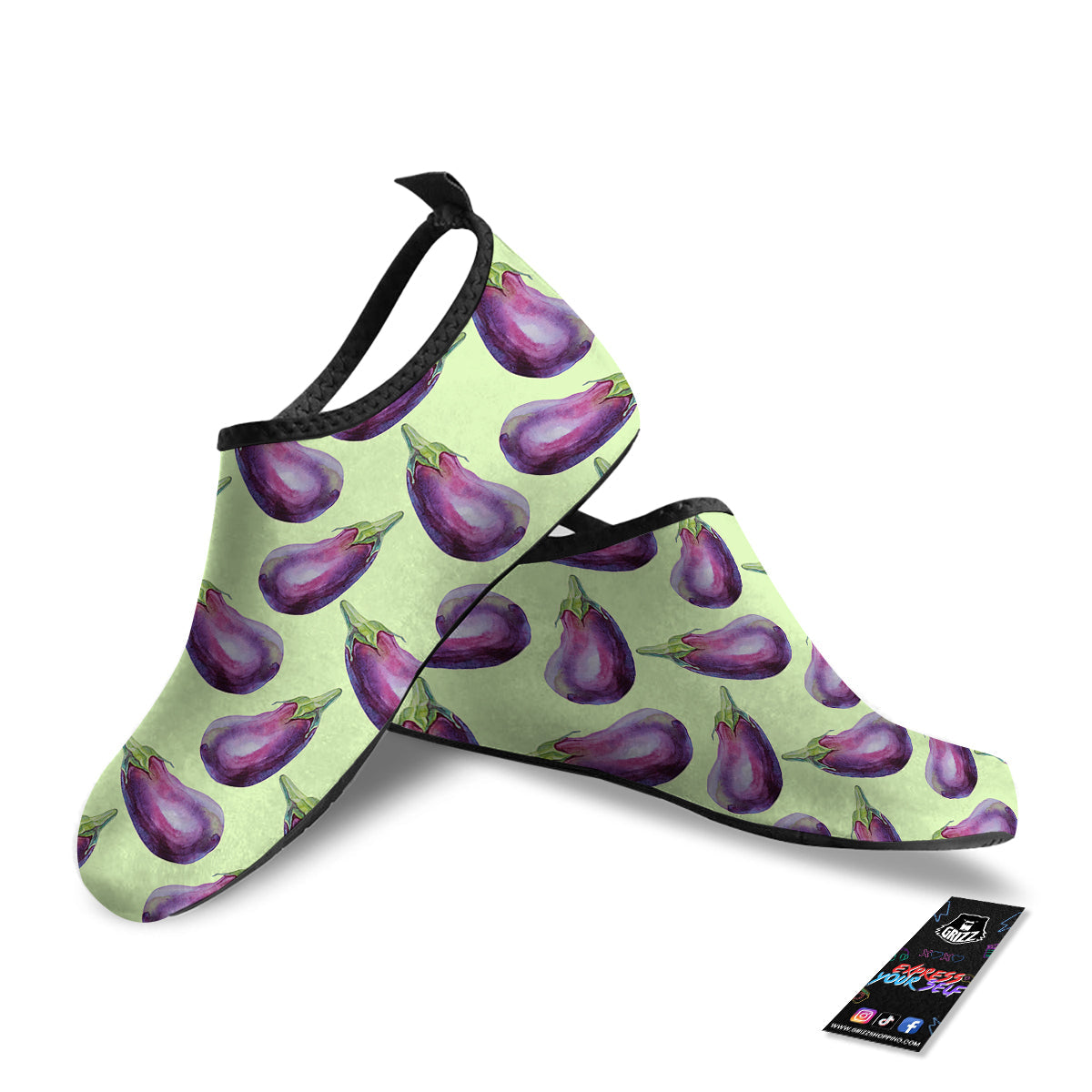 Eggplant Watercolor Pattern Water Shoes-grizzshop