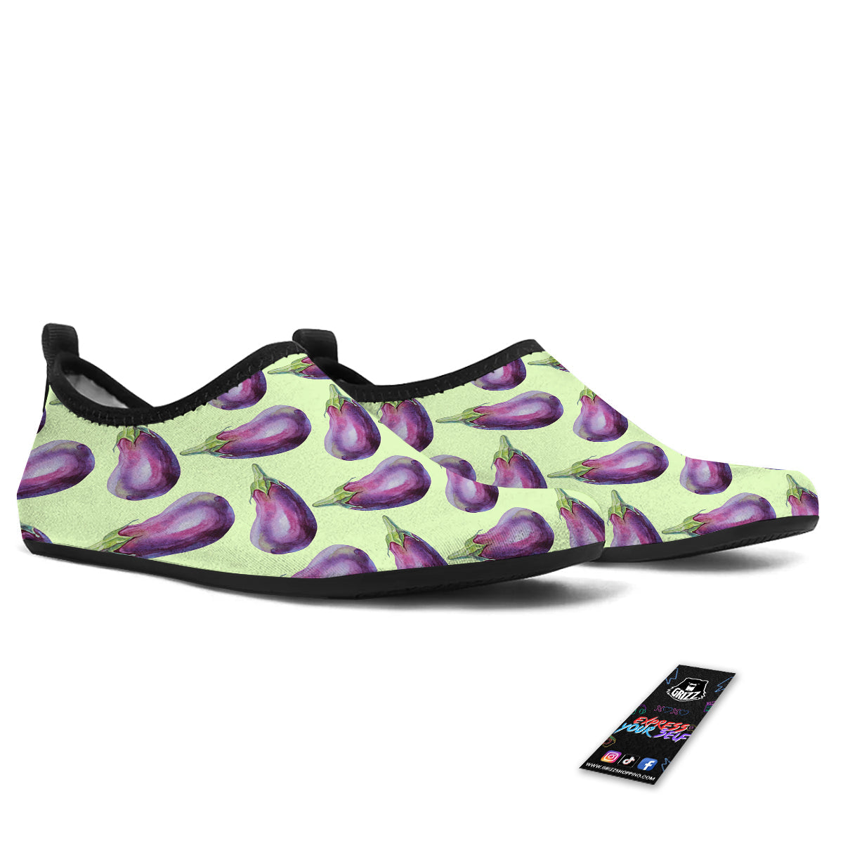 Eggplant Watercolor Pattern Water Shoes-grizzshop