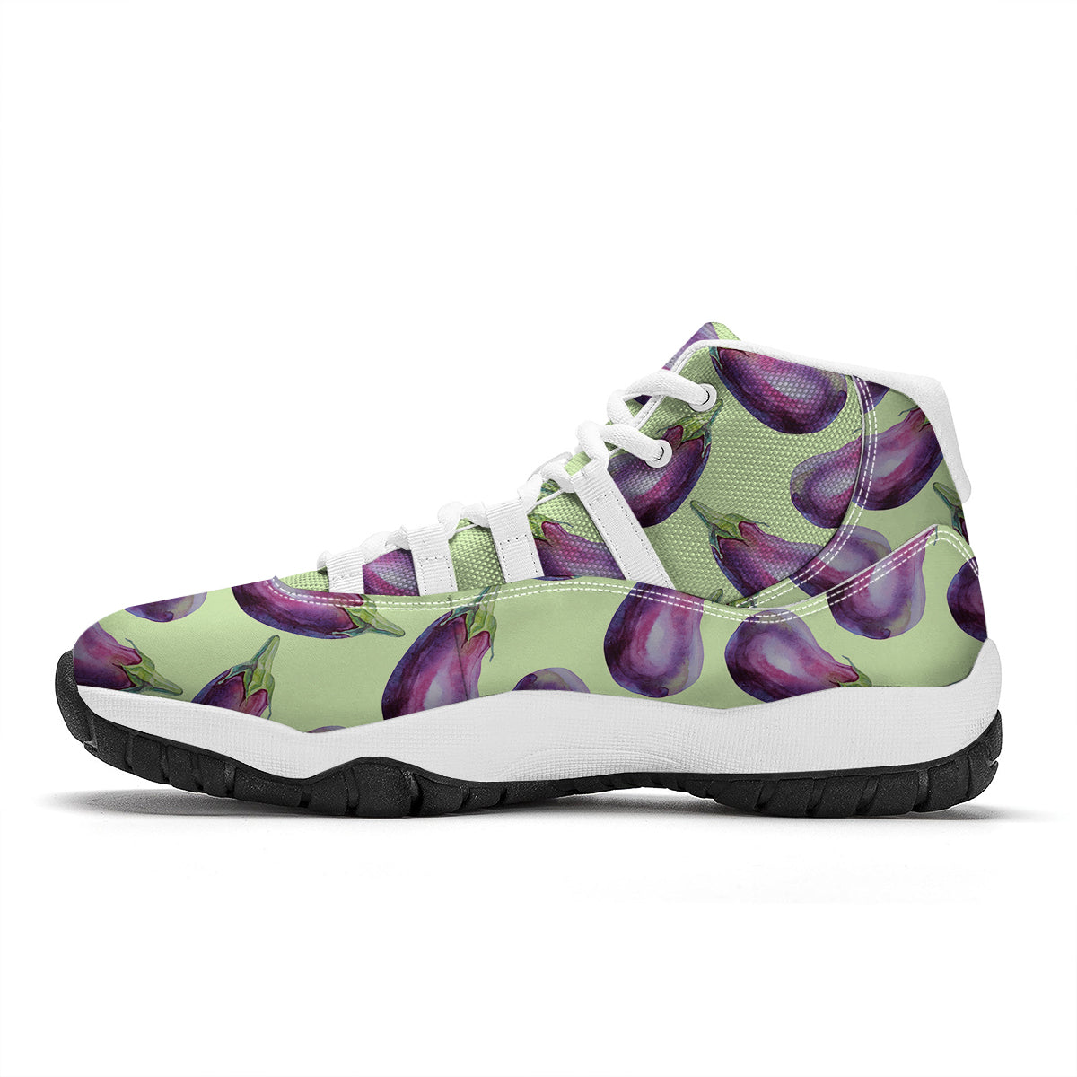 Eggplant Watercolor Pattern White Bball Shoes-grizzshop