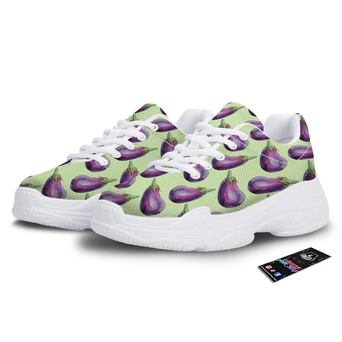 Eggplant Watercolor Pattern White Chunky Shoes-grizzshop