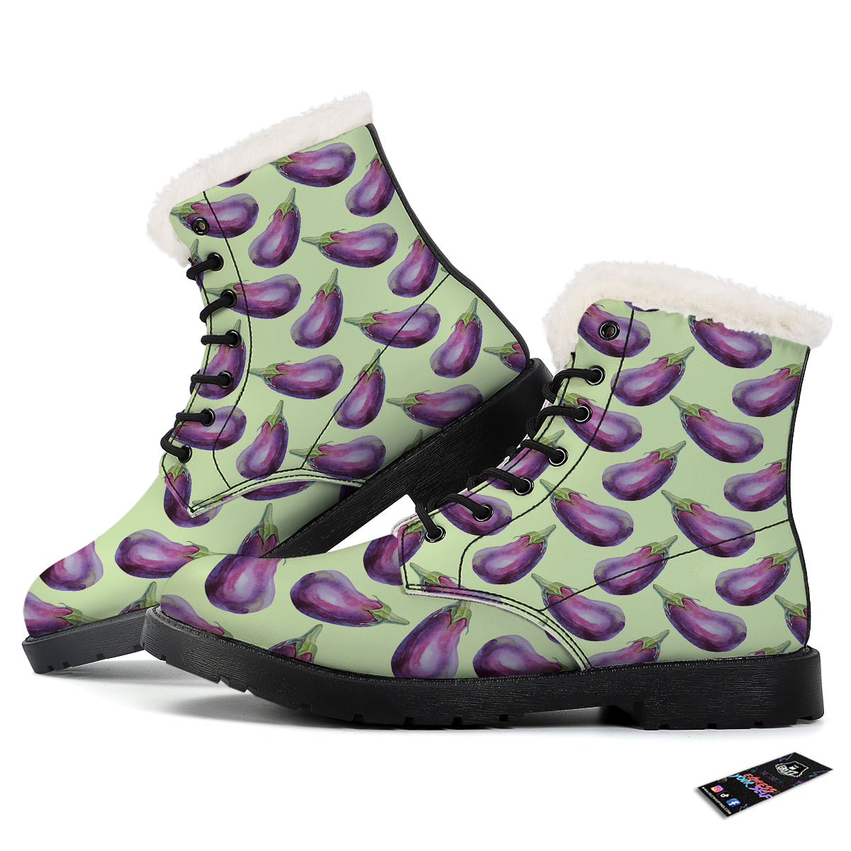 Eggplant Watercolor Pattern Winter Boots-grizzshop