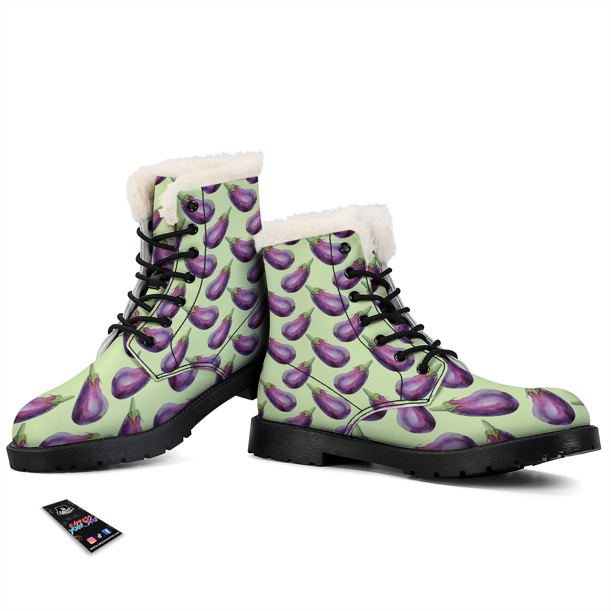 Eggplant Watercolor Pattern Winter Boots-grizzshop