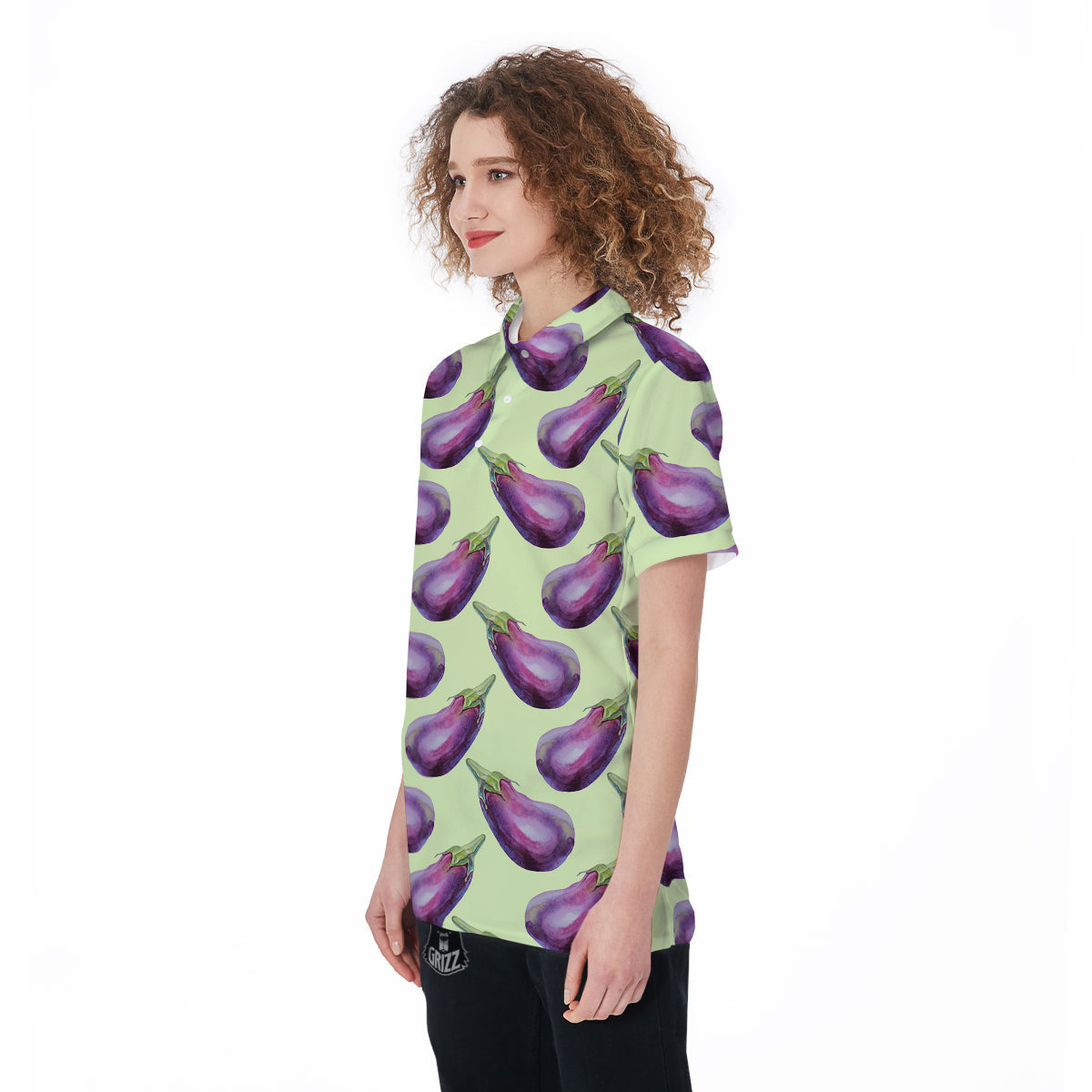 Eggplant Watercolor Pattern Women's Golf Shirts-grizzshop