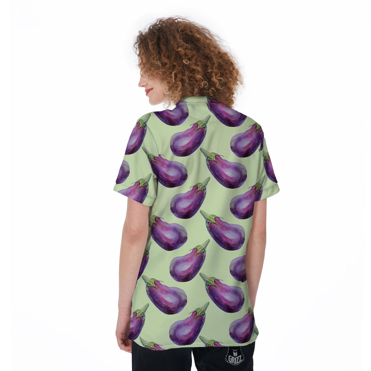 Eggplant Watercolor Pattern Women's Golf Shirts-grizzshop