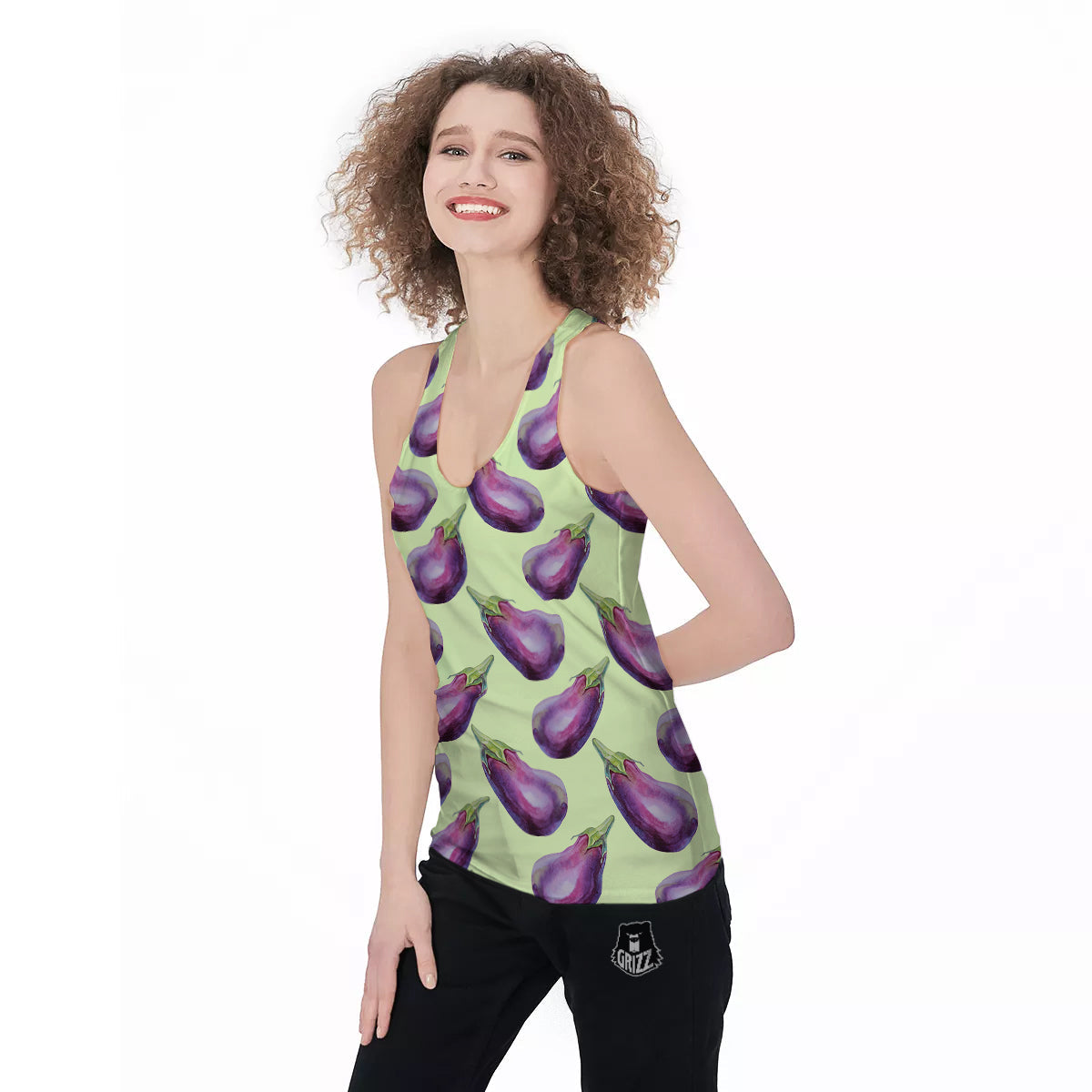 Eggplant Watercolor Pattern Women's Racerback Tank Top-grizzshop