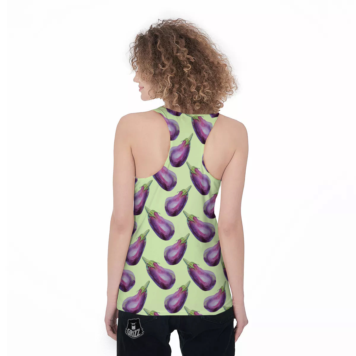 Eggplant Watercolor Pattern Women's Racerback Tank Top-grizzshop