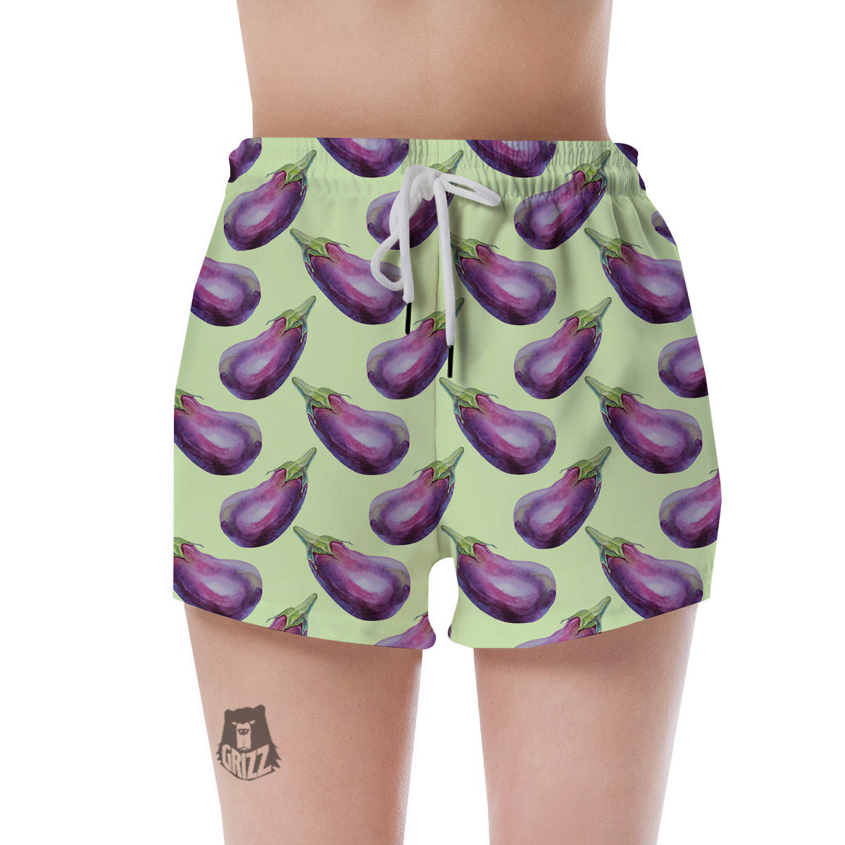 Eggplant Watercolor Pattern Women's Shorts-grizzshop