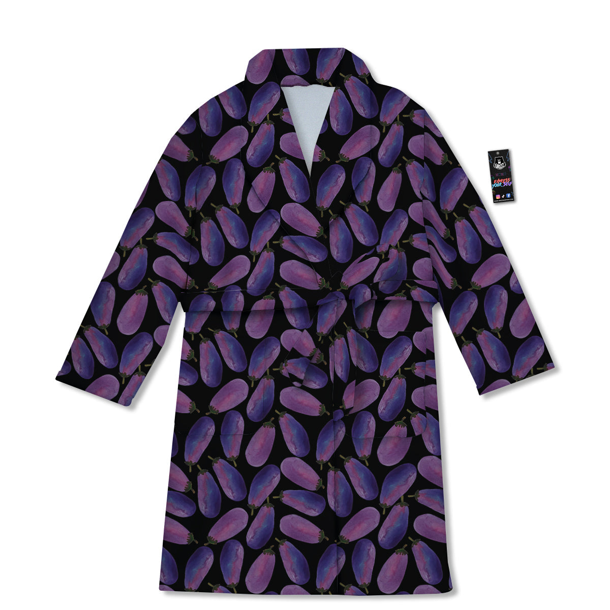 Eggplant Watercolor Print Pattern Bathrobe-grizzshop