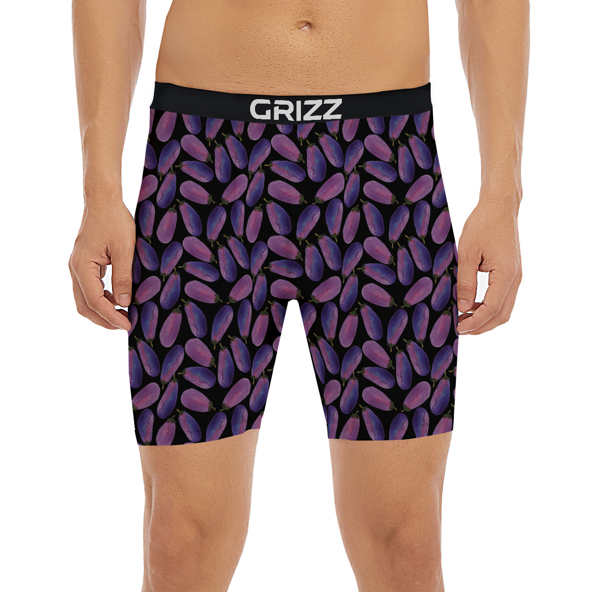 Eggplant Watercolor Print Pattern Boxer Briefs-grizzshop