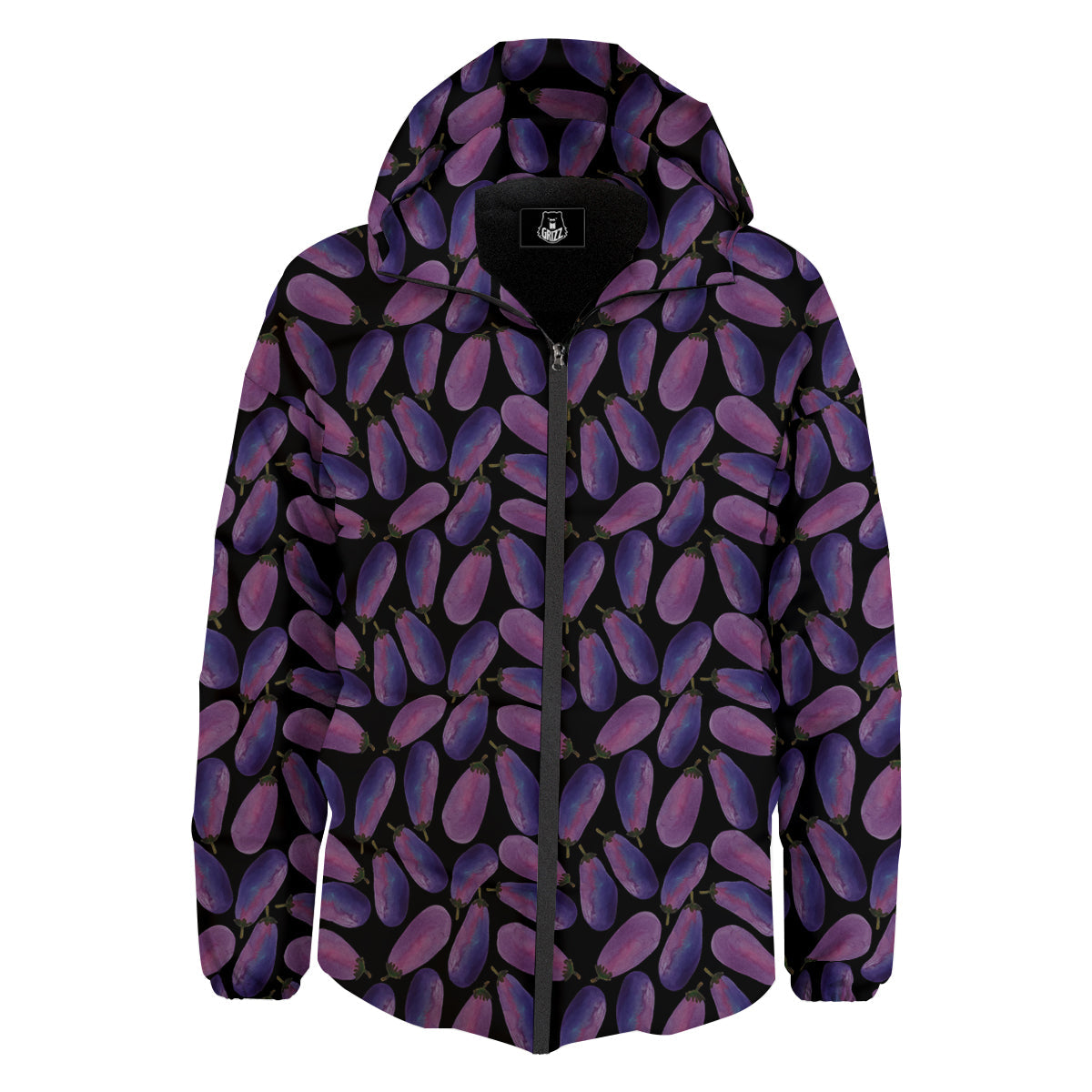 Eggplant Watercolor Print Pattern Down Jacket-grizzshop
