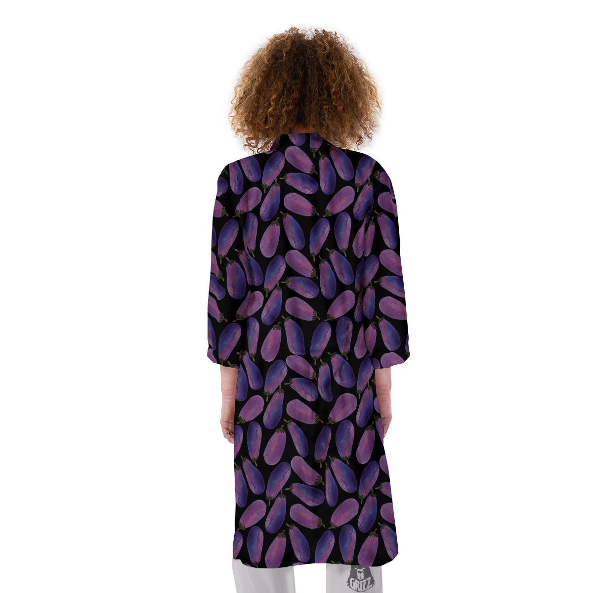 Eggplant Watercolor Print Pattern Kimono-grizzshop