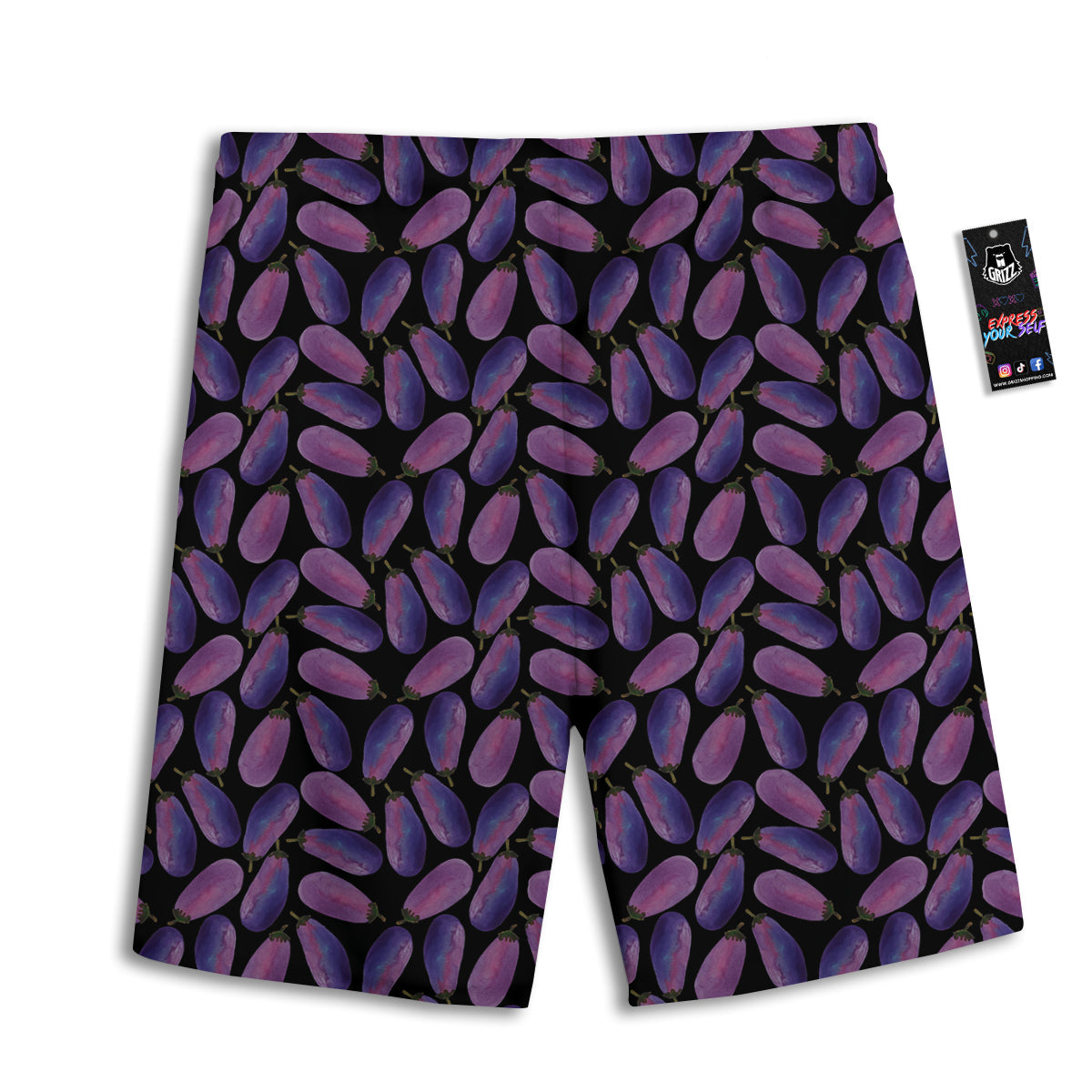 Eggplant Watercolor Print Pattern Men's Athletic Shorts