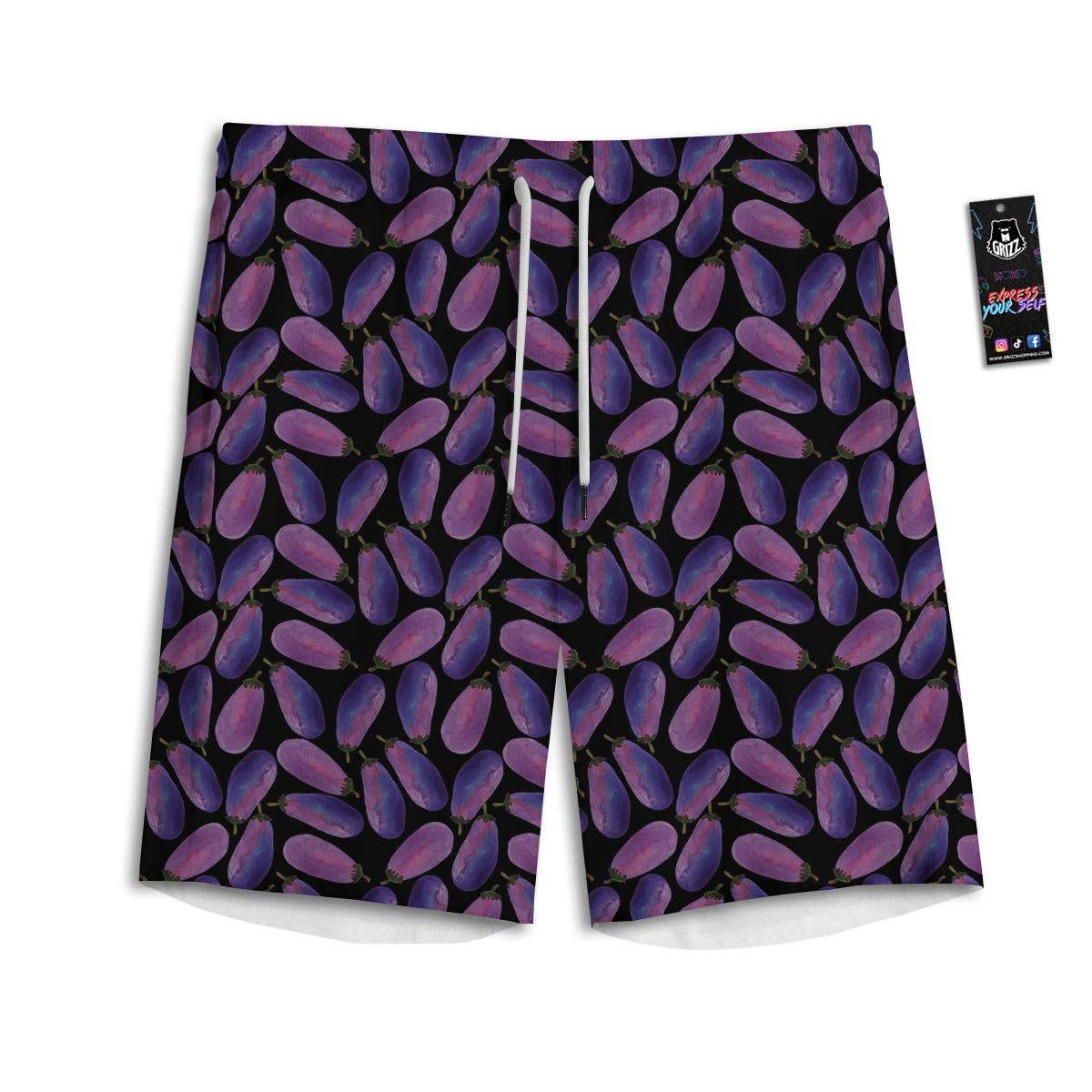 Eggplant Watercolor Print Pattern Men's Athletic Shorts