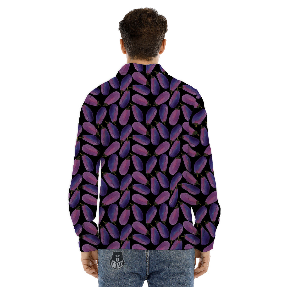 Eggplant Watercolor Print Pattern Men's Dress Shirts-grizzshop