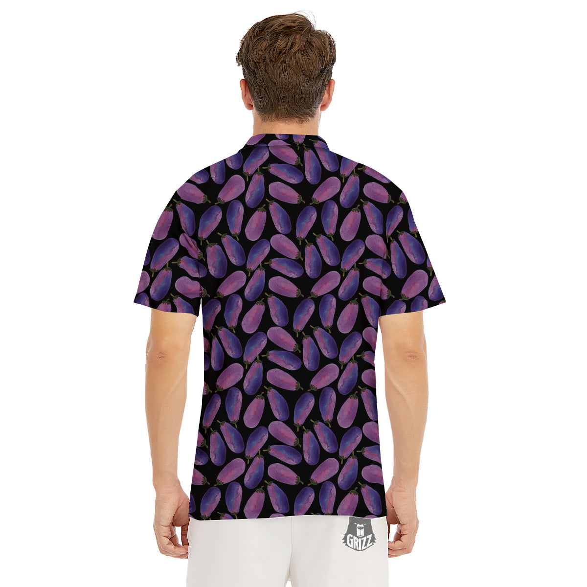 Eggplant Watercolor Print Pattern Men's Golf Shirts-grizzshop