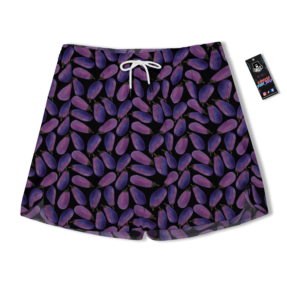 Eggplant Watercolor Print Pattern Men's Running Shorts-grizzshop