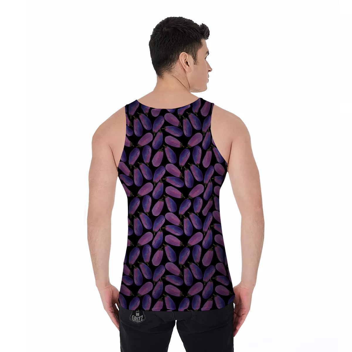 Eggplant Watercolor Print Pattern Men's Tank Top-grizzshop