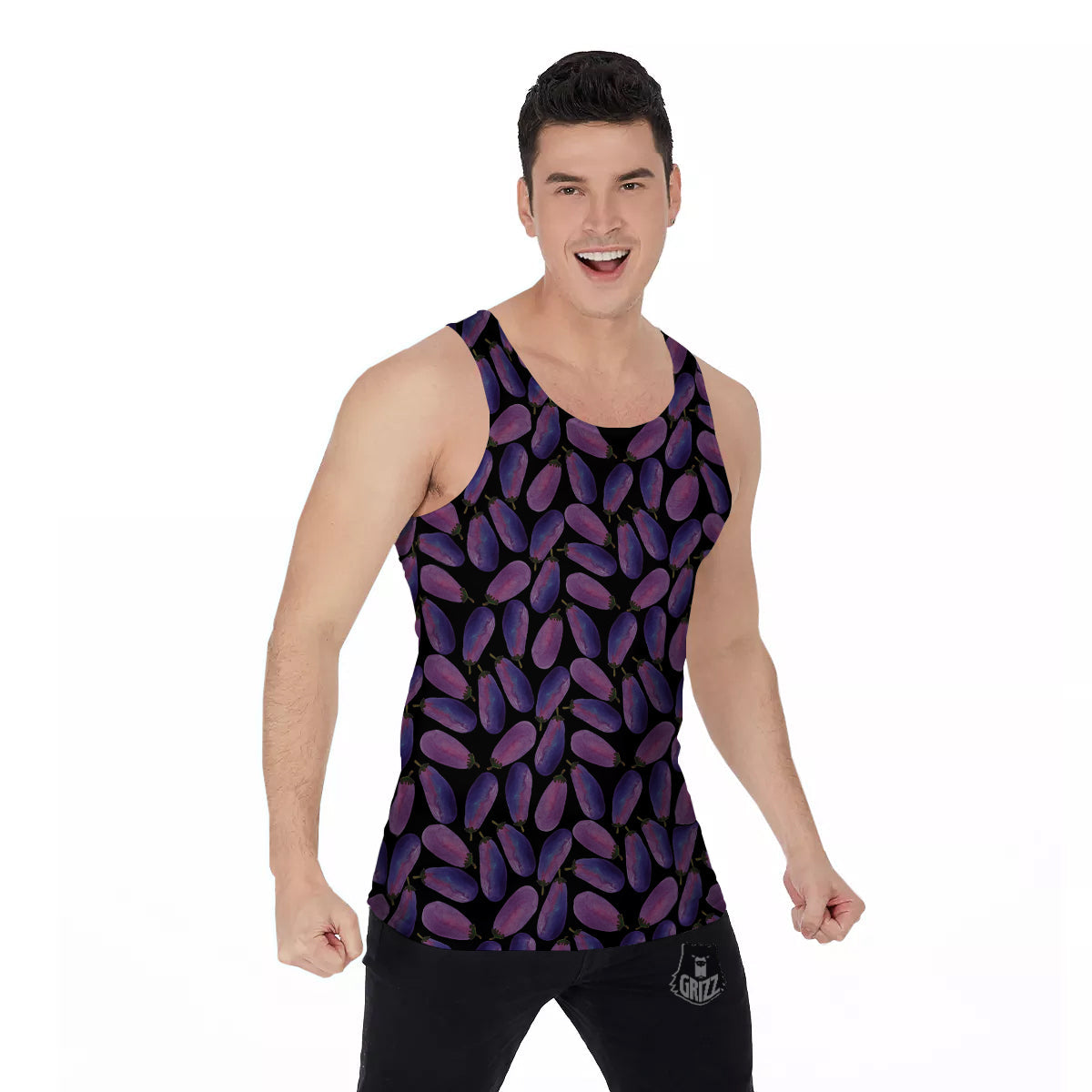 Eggplant Watercolor Print Pattern Men's Tank Top-grizzshop