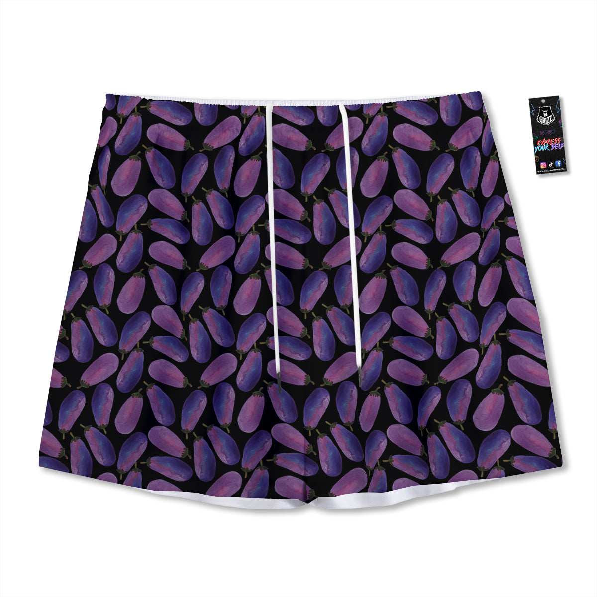 Eggplant Watercolor Print Pattern Mesh Shorts