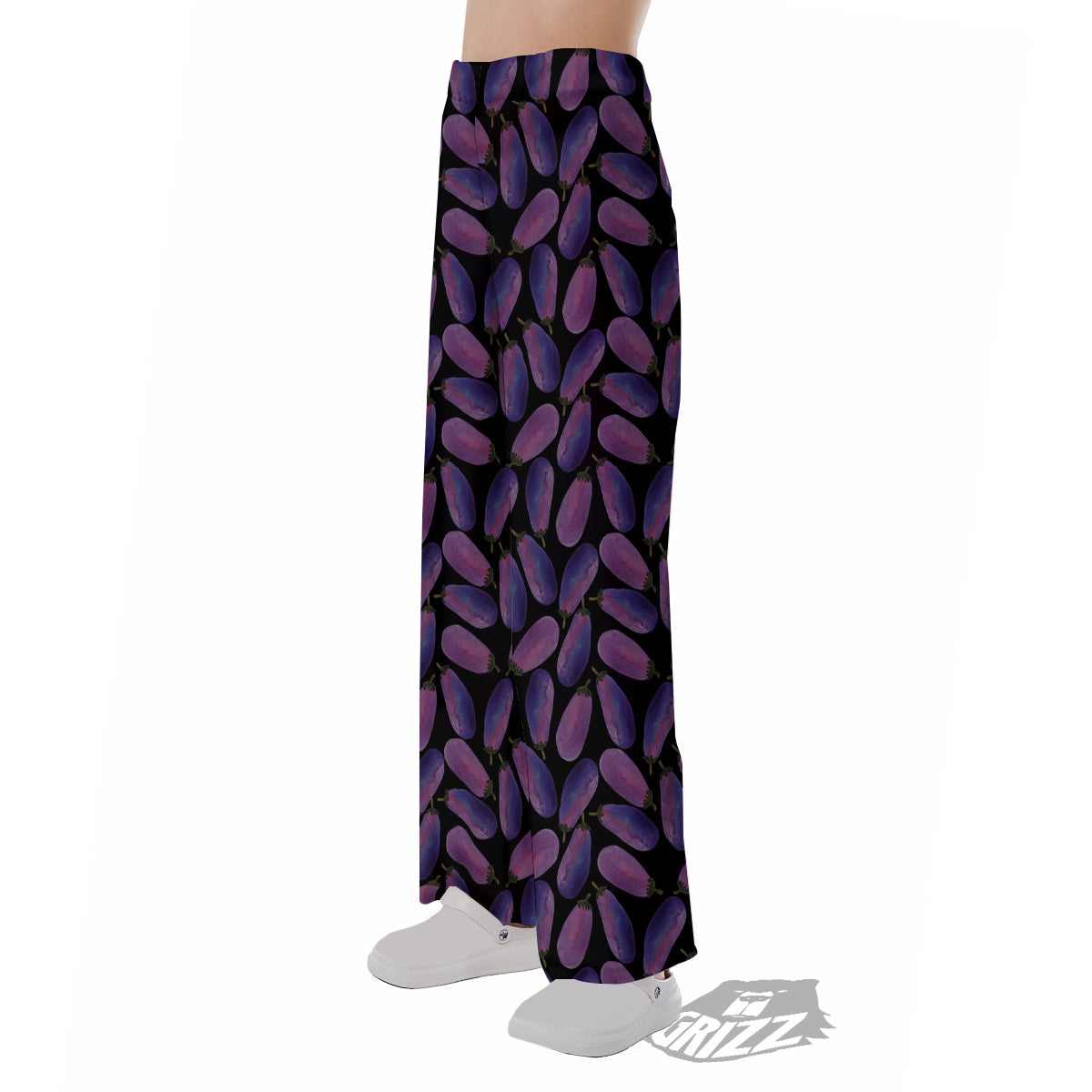 Eggplant Watercolor Print Pattern Pajama Pants-grizzshop