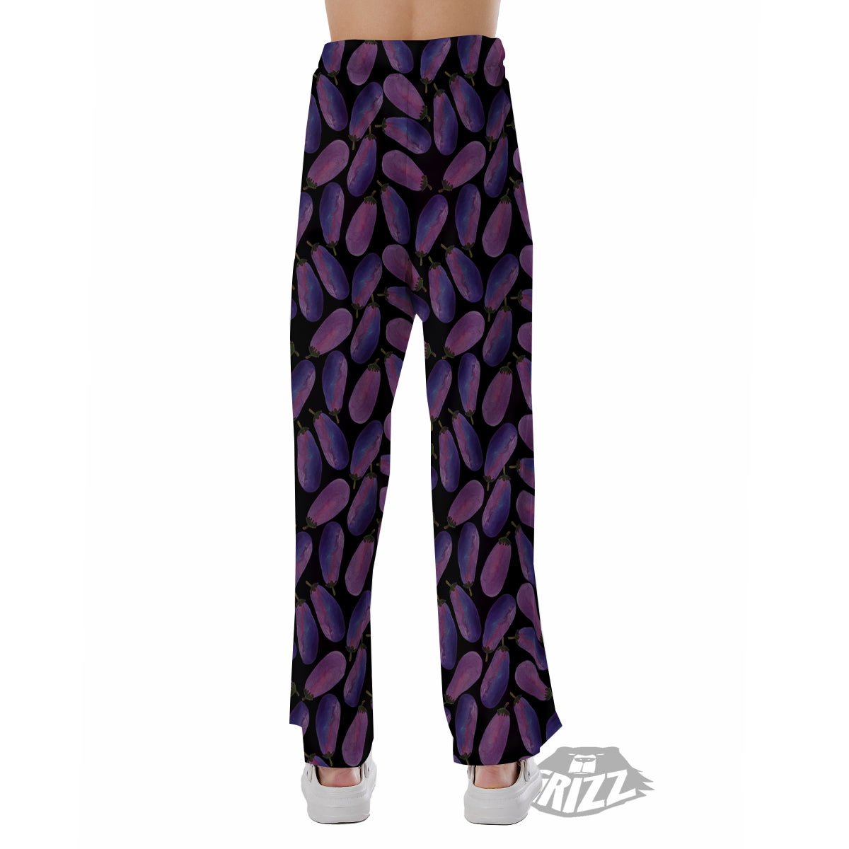 Eggplant Watercolor Print Pattern Pajama Pants-grizzshop