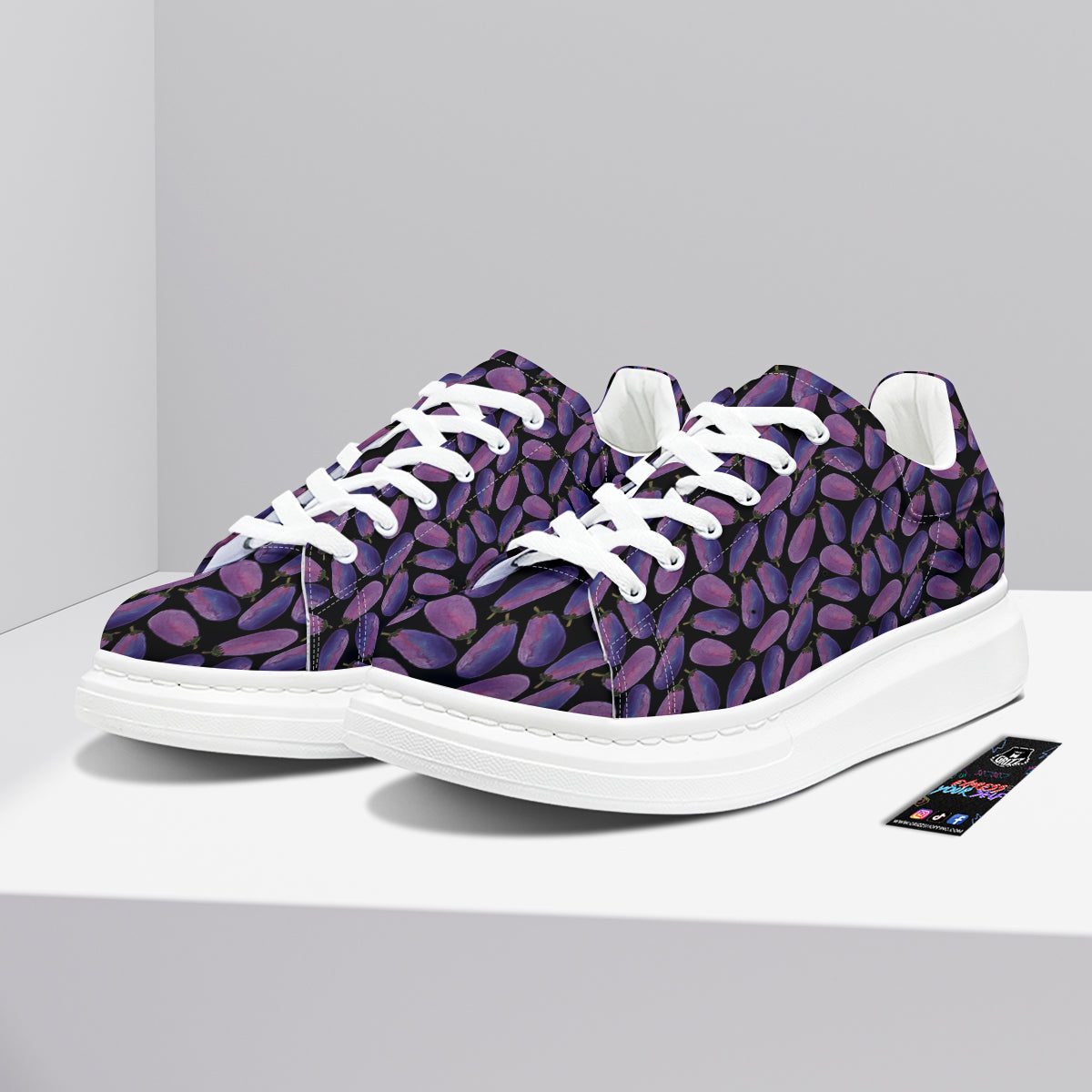 Eggplant Watercolor Print Pattern Platform Shoes-grizzshop