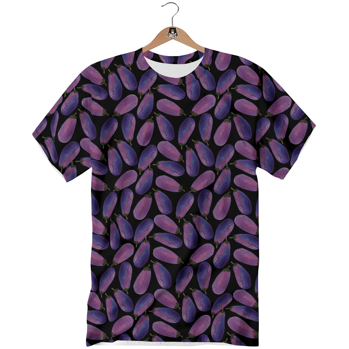 Eggplant Watercolor Print Pattern T-Shirt-grizzshop