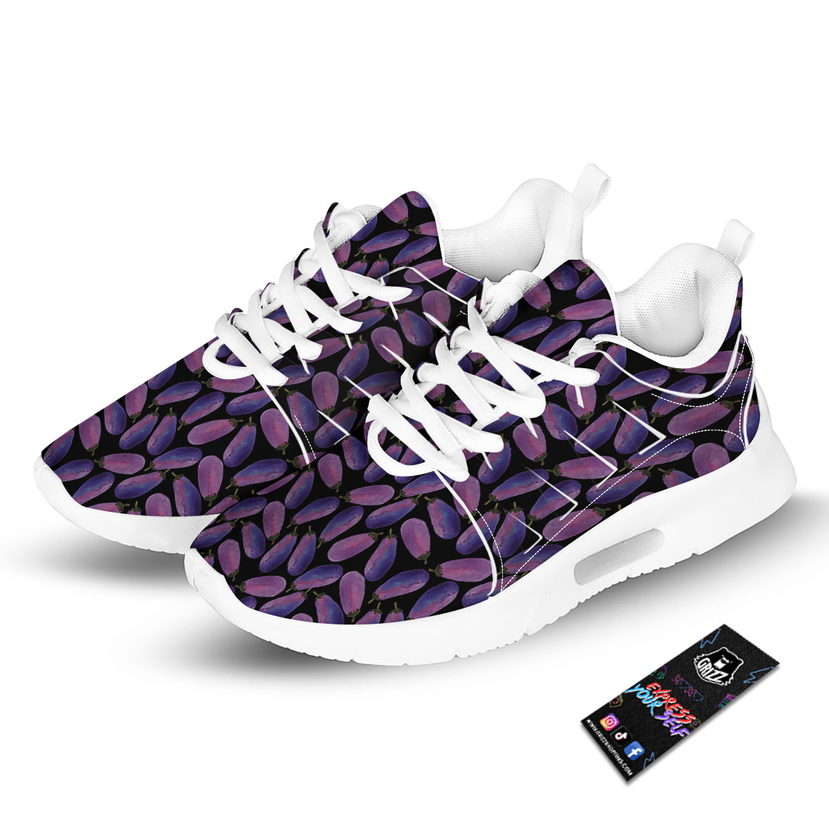 Eggplant Watercolor Print Pattern Tennis Shoes-grizzshop