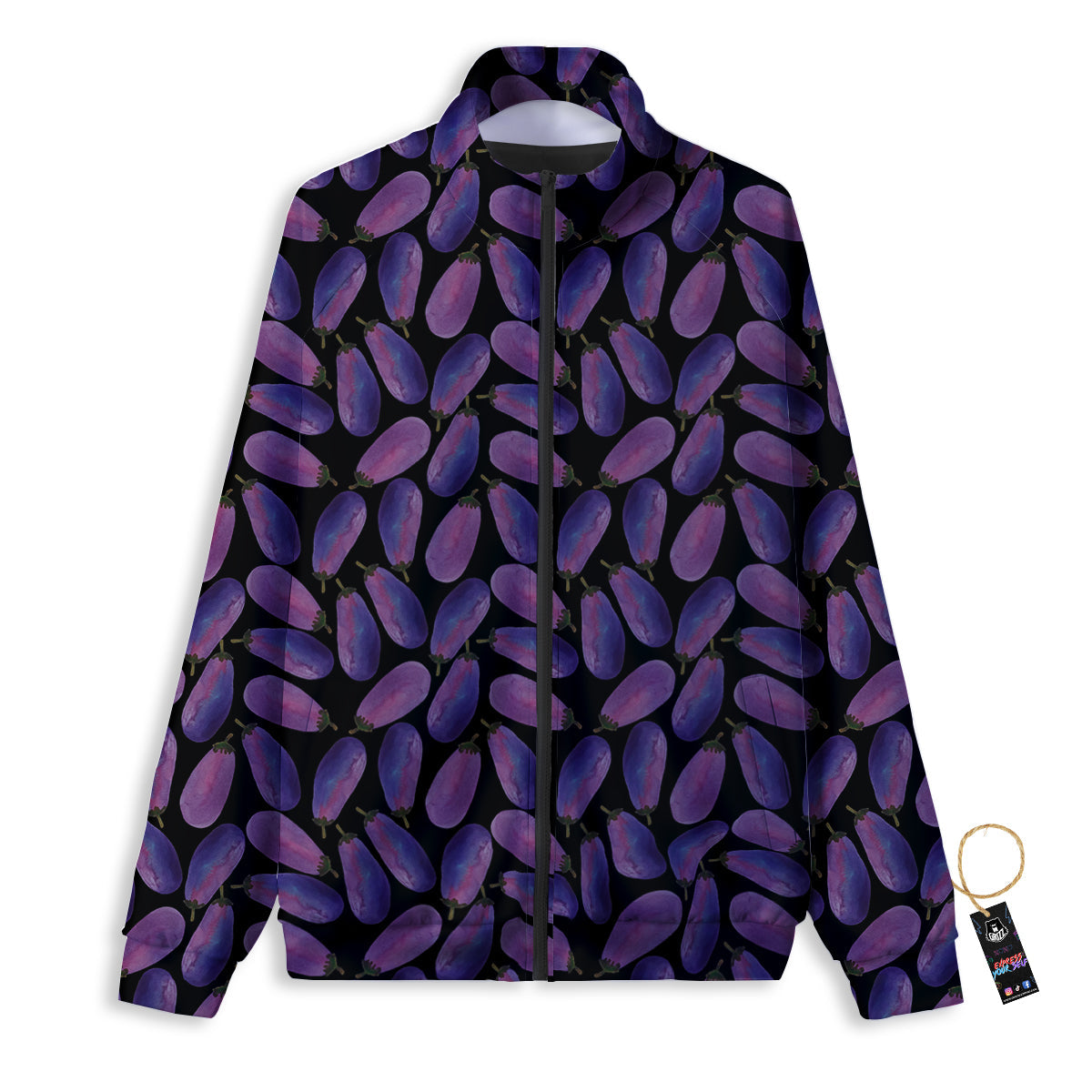 Eggplant Watercolor Print Pattern Track Jacket-grizzshop