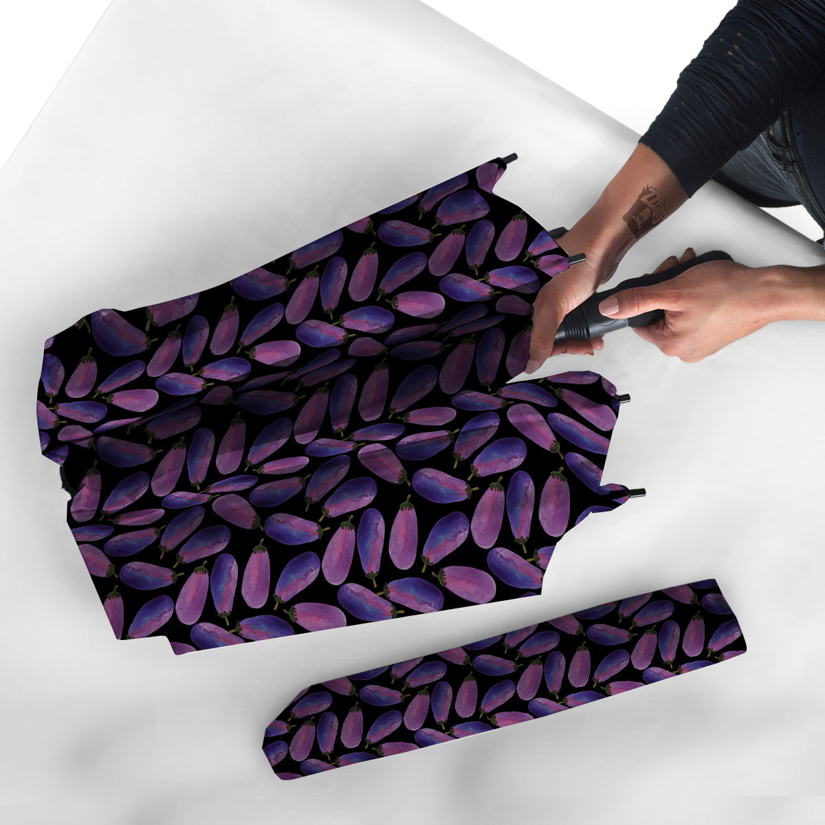 Eggplant Watercolor Print Pattern Umbrella-grizzshop