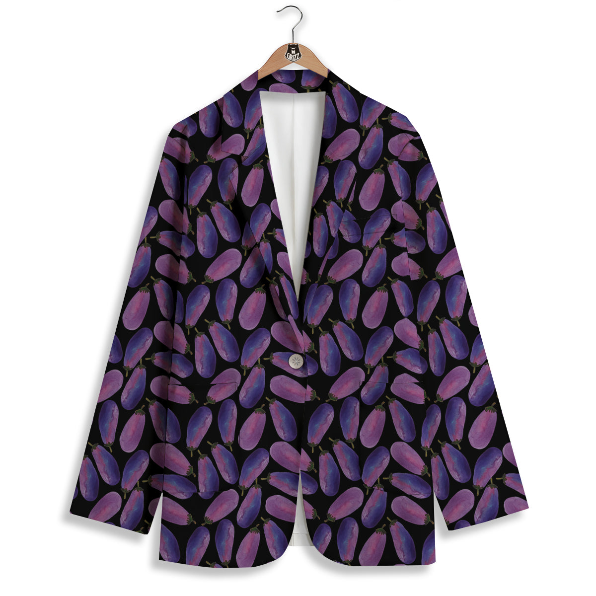 Eggplant Watercolor Print Pattern Women's Blazer-grizzshop