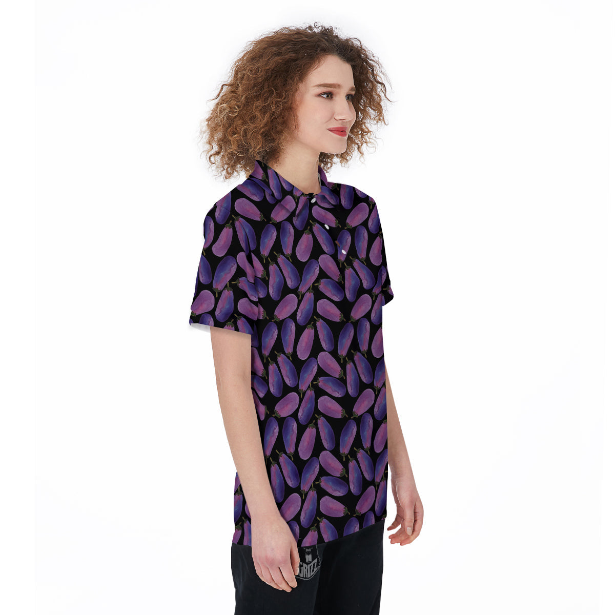 Eggplant Watercolor Print Pattern Women's Golf Shirts-grizzshop