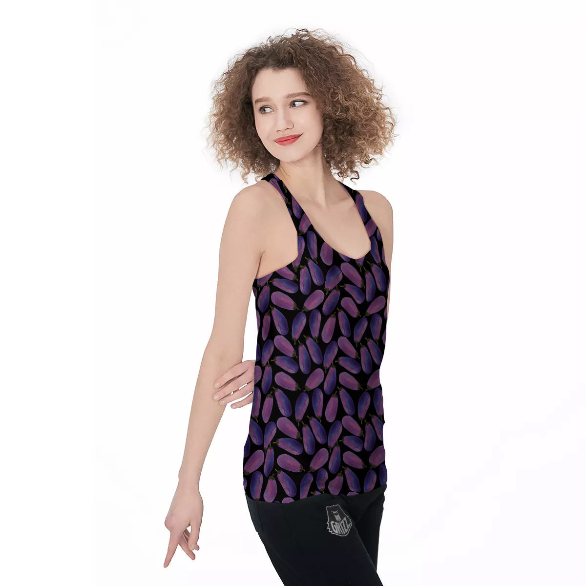 Eggplant Watercolor Print Pattern Women's Racerback Tank Top-grizzshop