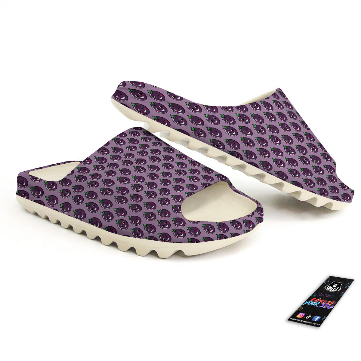 Eggplant Cute Print Pattern Sandals-grizzshop
